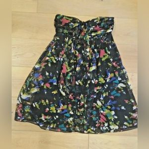 THE LIMITED Black Floral Strapless Empire Waist Dress Side Zip Size 10